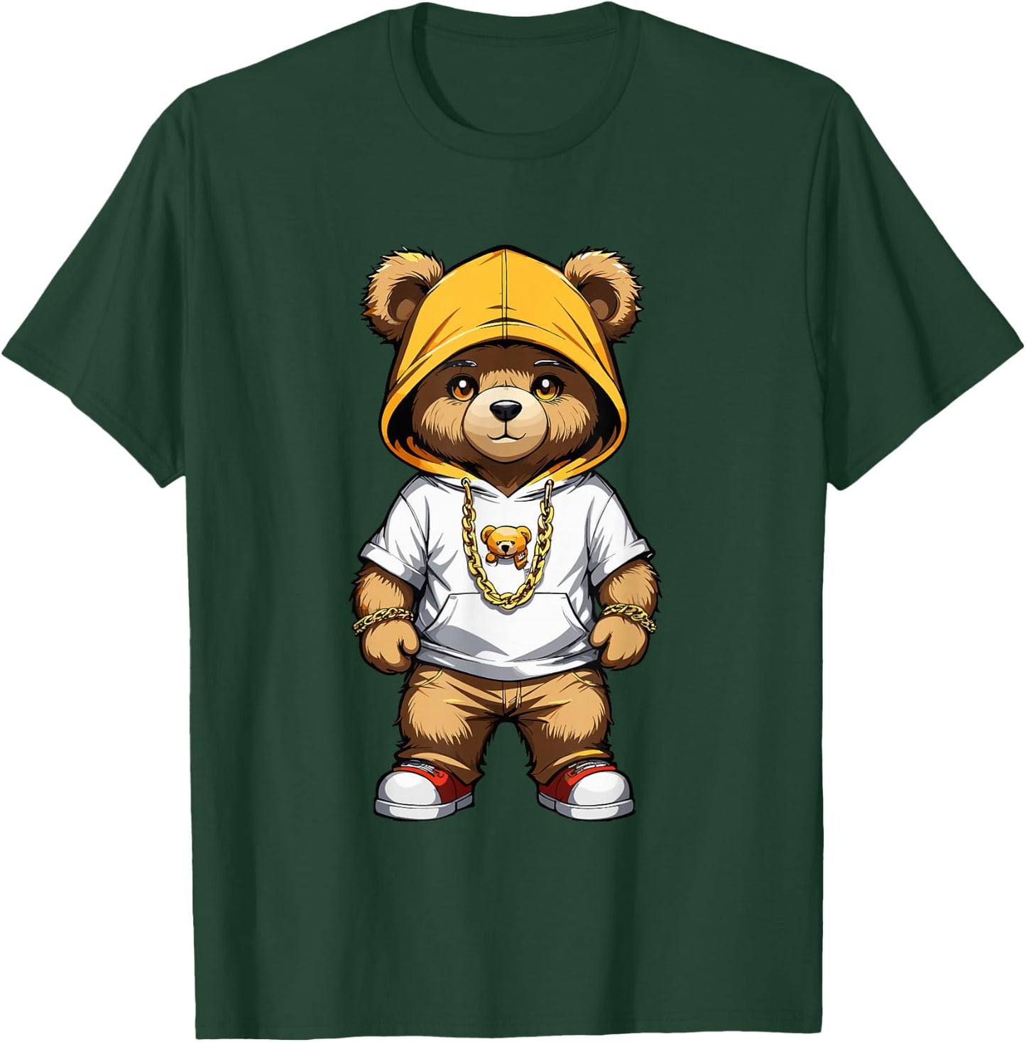 Teddy Bear Gangster in Cool Hip-Hop Outfit T-Shirt - T-Shirt | Forest