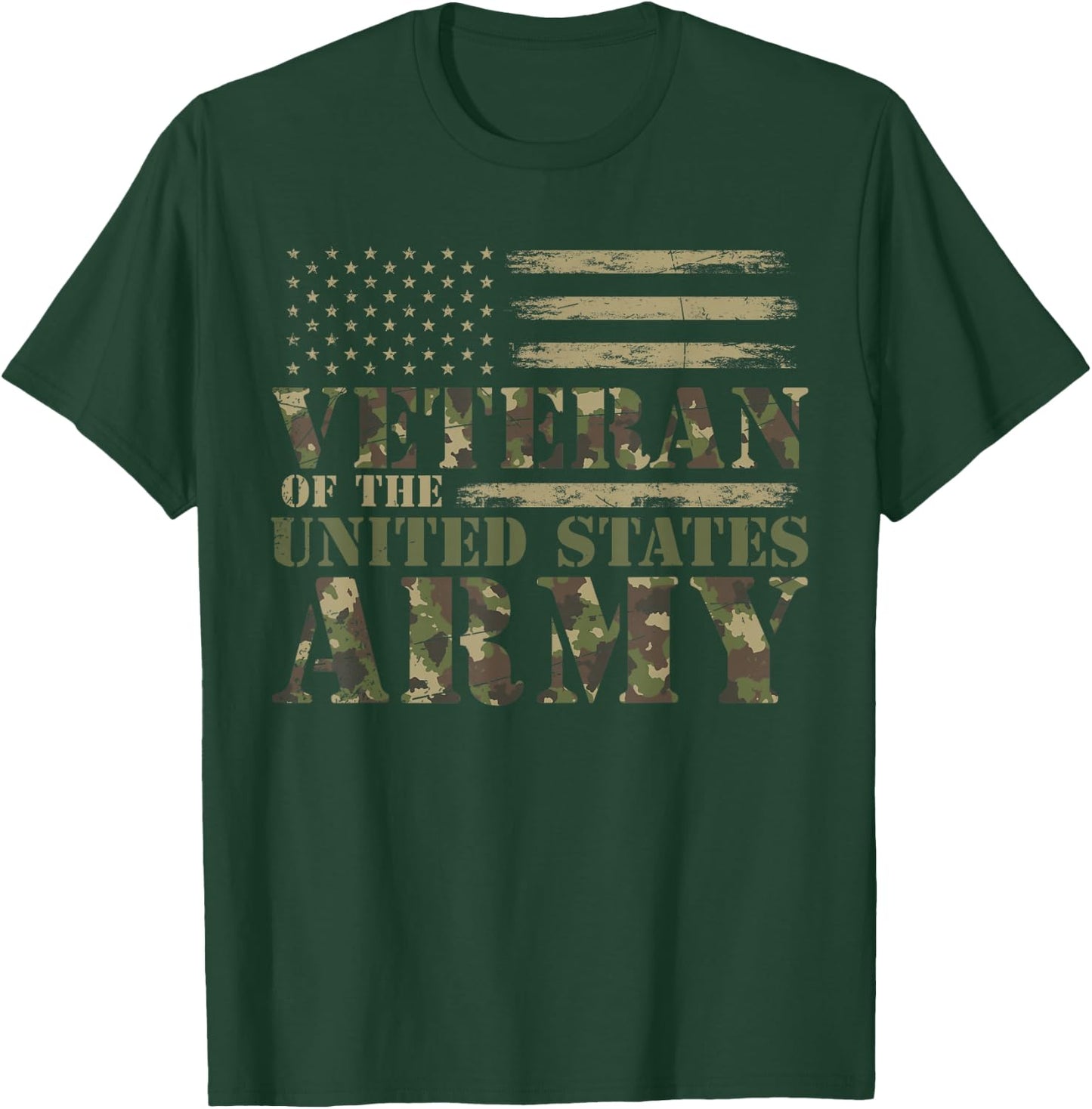 Proud Soldier United States Army USA Flag Camouflage Veteran T-Shirt - T-Shirt | Forest