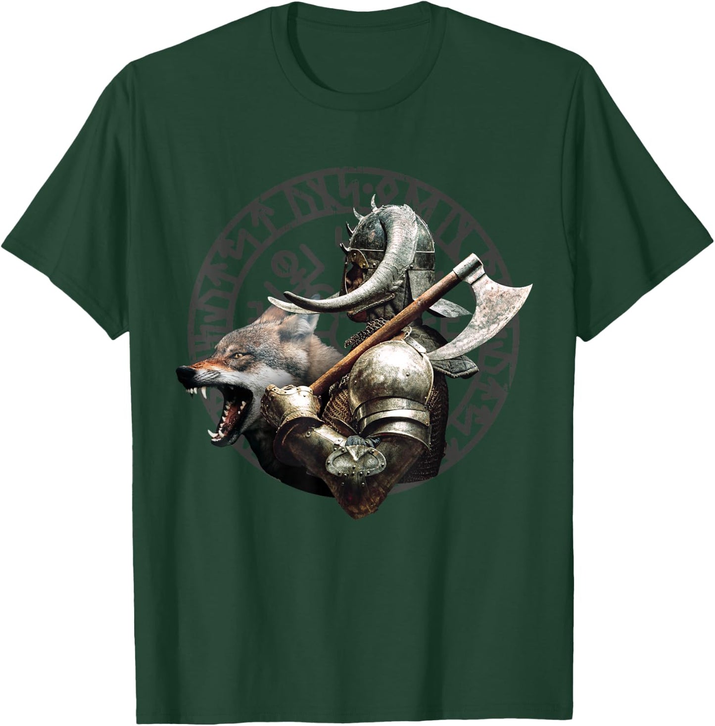 Viking Runes Nordic Celtic Wolf Lovers T-Shirt - T-Shirt | Forest