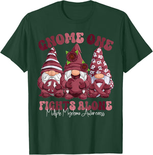 Multiple Myeloma Awareness Month Burgundy Ribbon Gnomies T-Shirt - T-Shirt | Forest