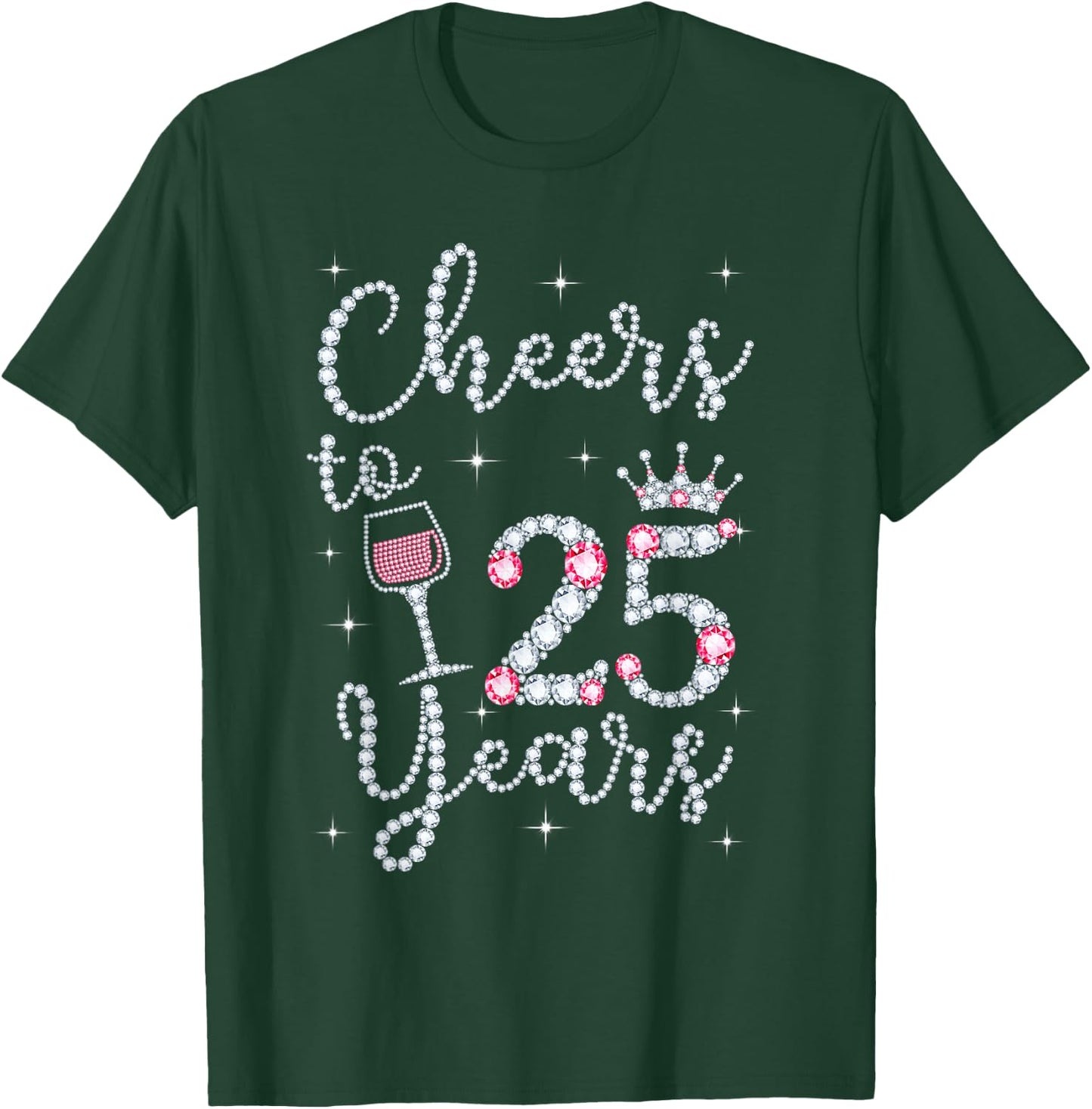 Cheers To 25 Years 1996 25Th Birthday Gift T-Shirt - T-Shirt | Forest