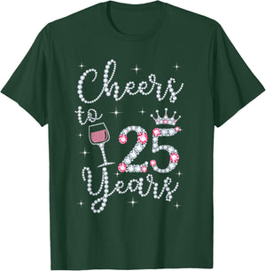 Cheers To 25 Years 1996 25Th Birthday Gift T-Shirt - T-Shirt | Forest