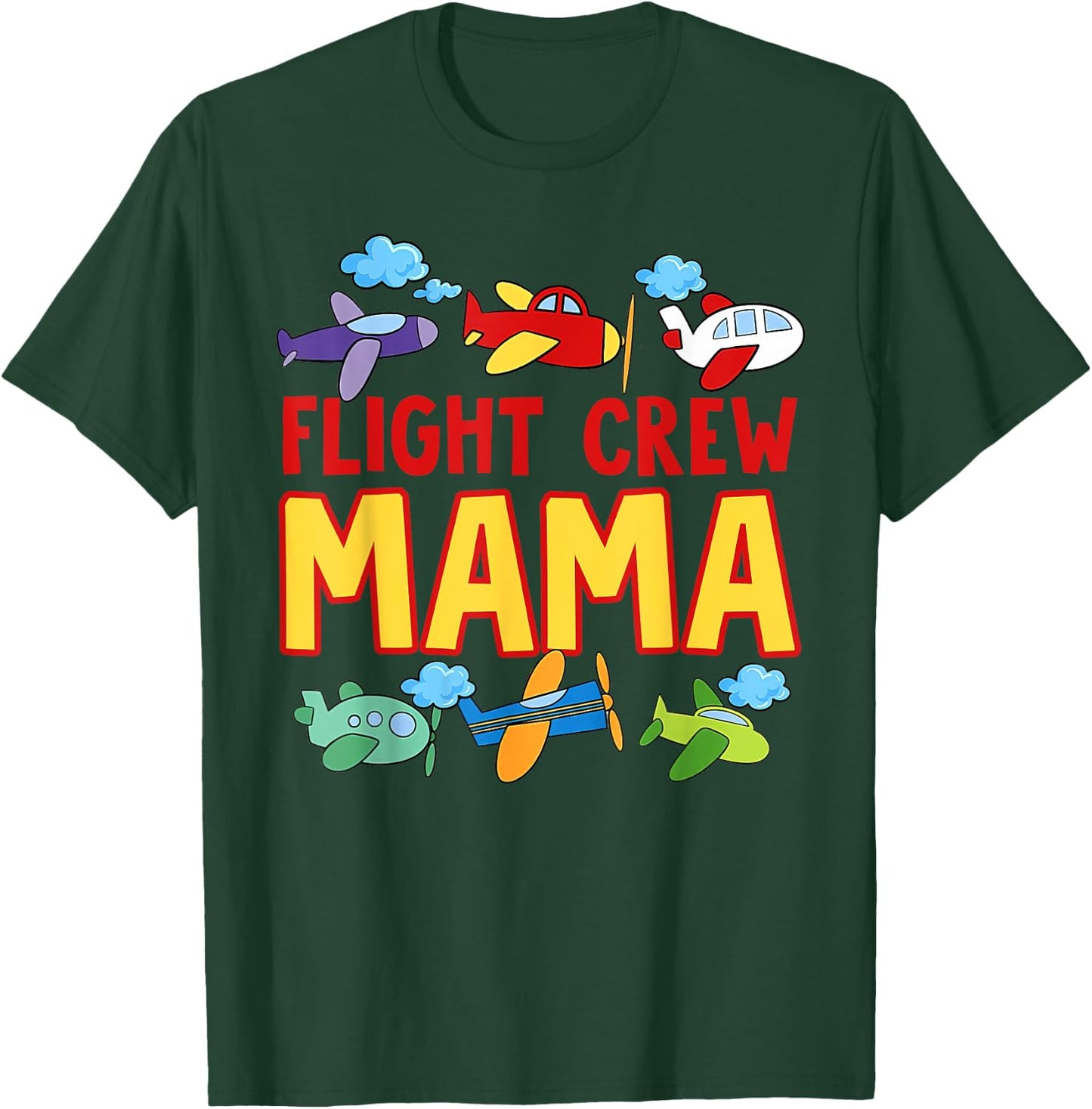 Flight Crew Mama Shirt Mom of The Birthday Boy Shirt T-Shirt - T-Shirt | Forest