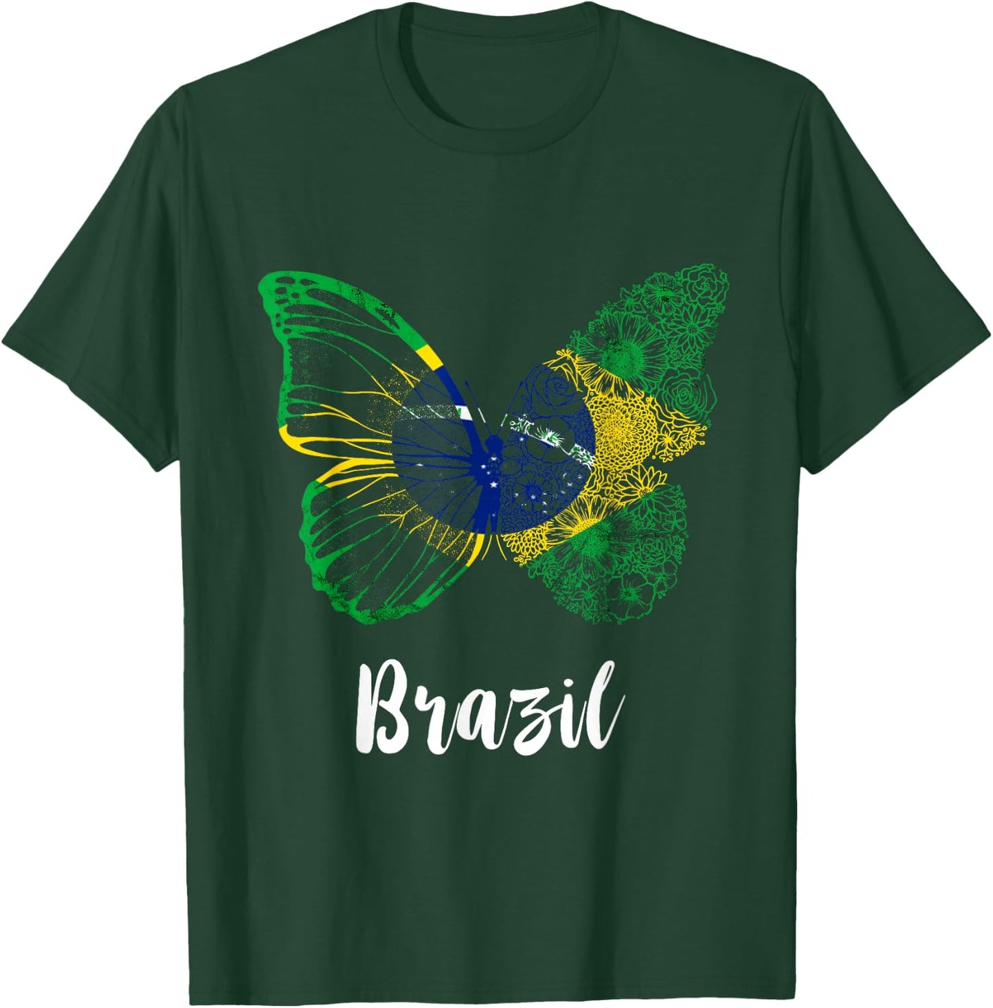 Brazil Brazilian Flag Butterfly Brasilian Hope Brazil Flag T-Shirt - T-Shirt | Forest