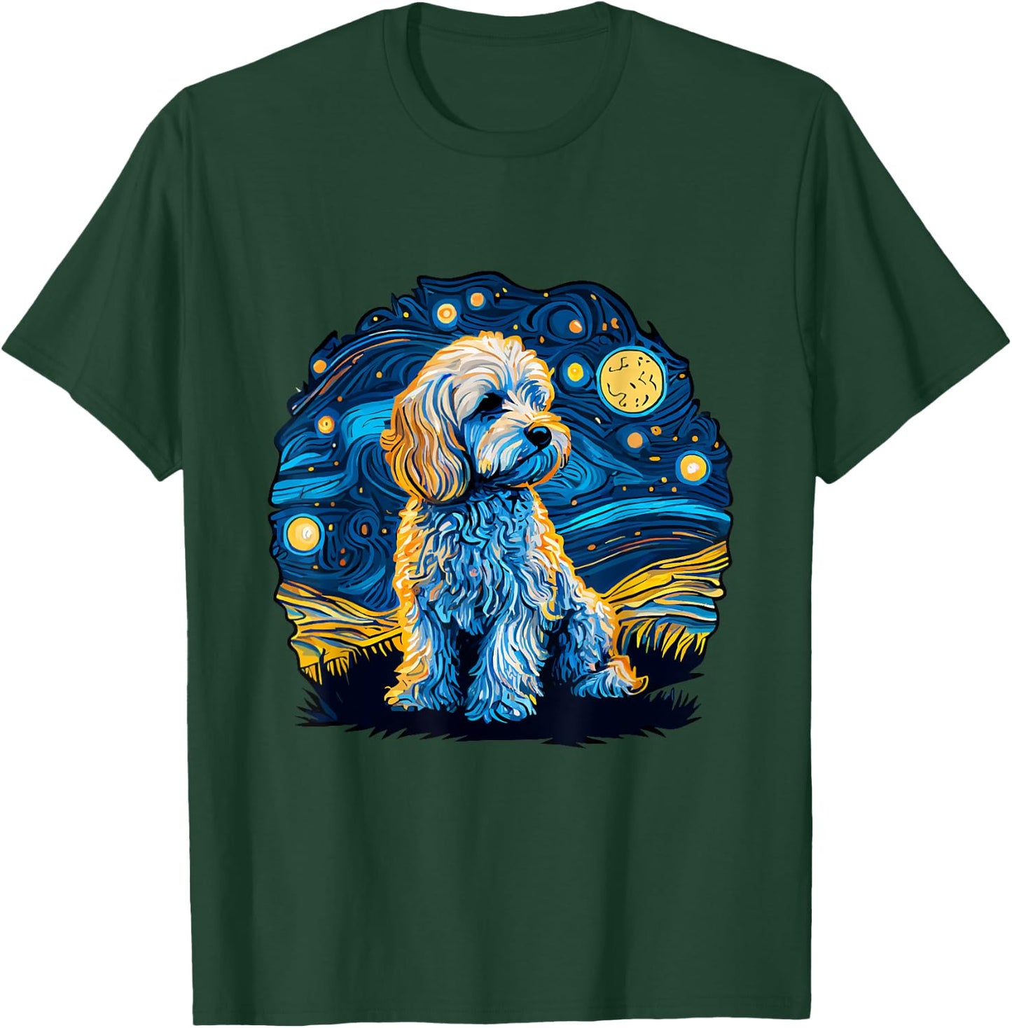 Maltipoo Starry Night Van Gogh Maltipoo Mom Dad Owner T-Shirt - T-Shirt | Forest