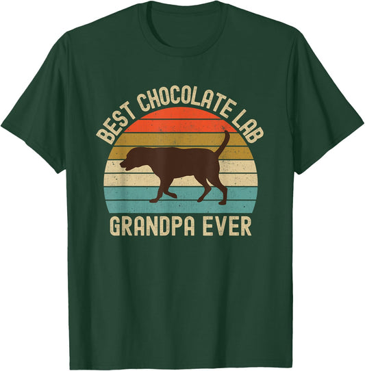 Best Chocolate Lab Grandpa Ever Labrador Retriever Vintage T-Shirt - T-Shirt | Forest