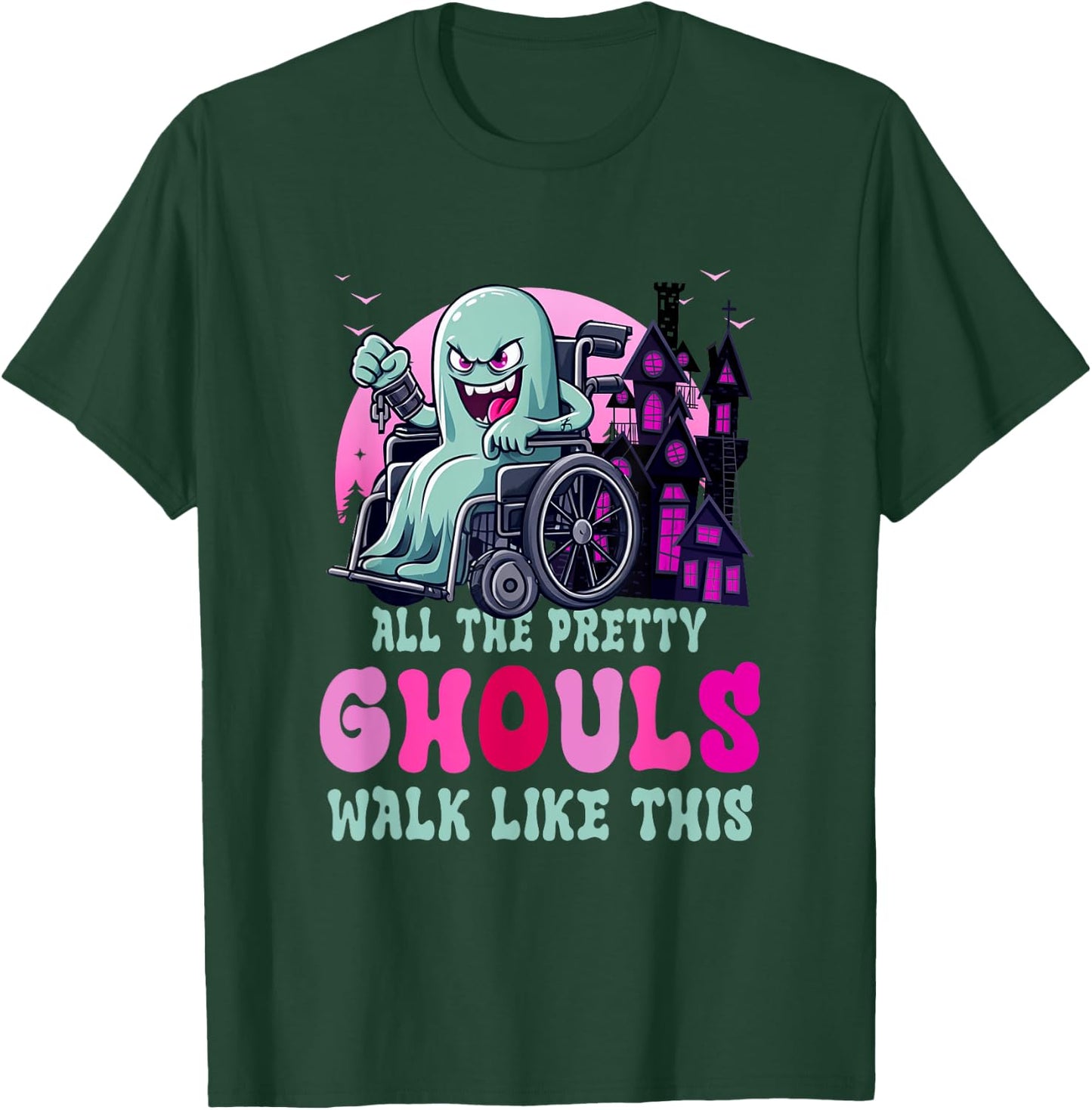 All The Pretty Ghouls Walk Like-This Halloween Wheelchair T-Shirt - T-Shirt | Forest