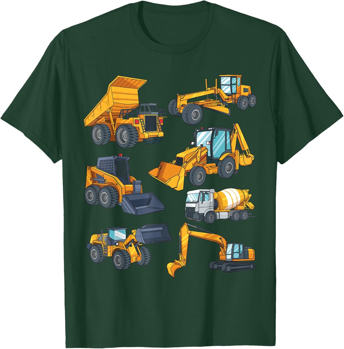 Construction Vehicles for Boys Dump Truck Bull Dozer T-Shirt - T-Shirt | Forest