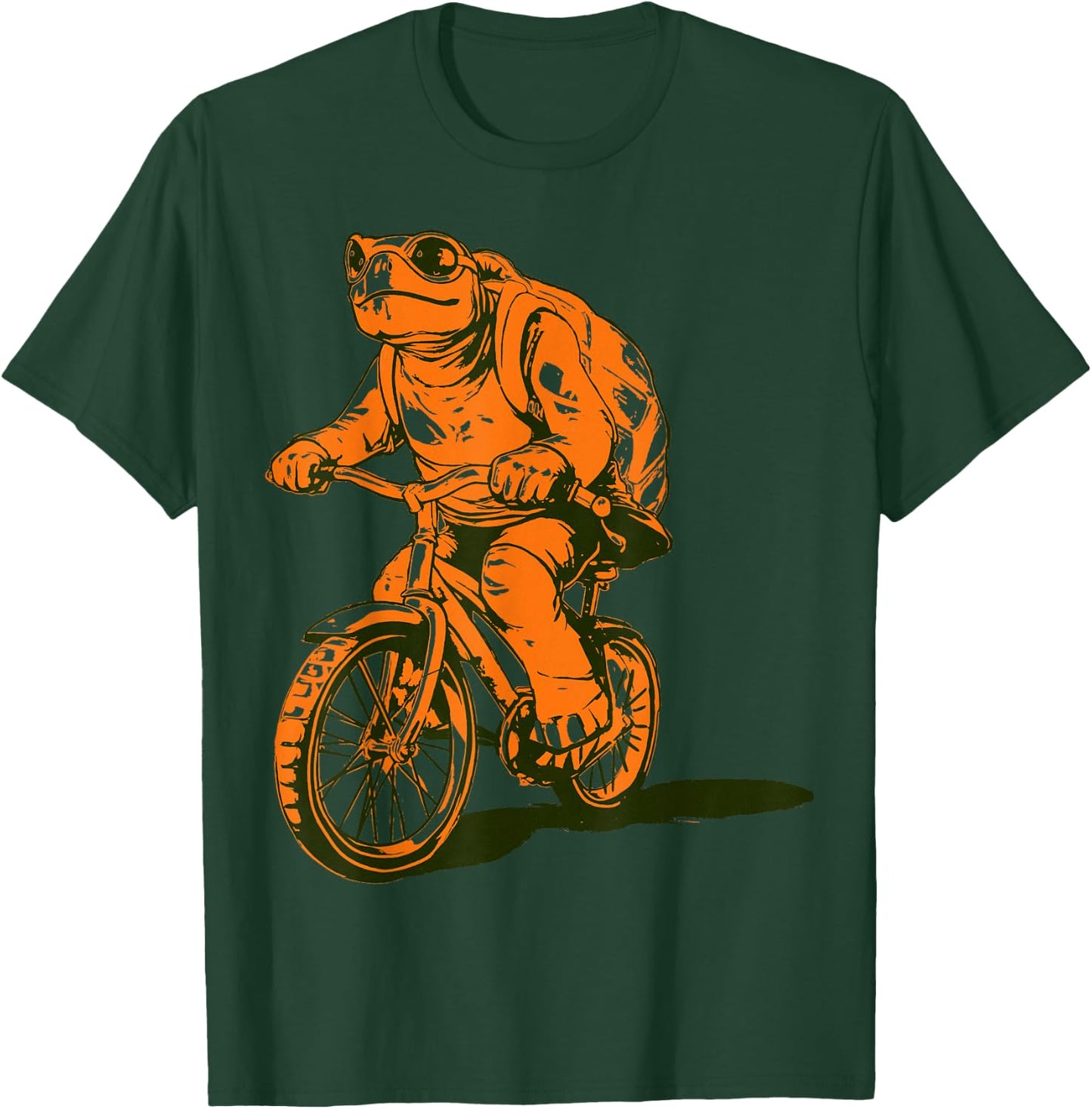 Turtle Animal Driving Bike Design Bicycle T-Shirt - T-Shirt | Forest