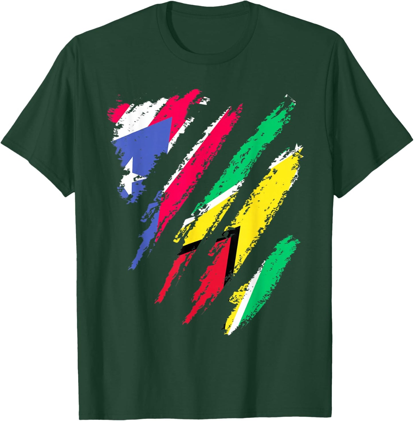 Puerto Rico Flag Guyana Grown Patriot Country Stripes T-Shirt - T-Shirt | Forest