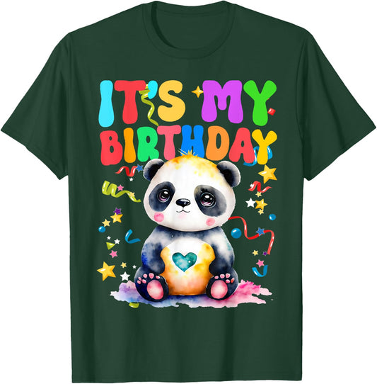 Panda Birthday For Kids It's My Birthday Panda T-Shirt - T-Shirt | Forest