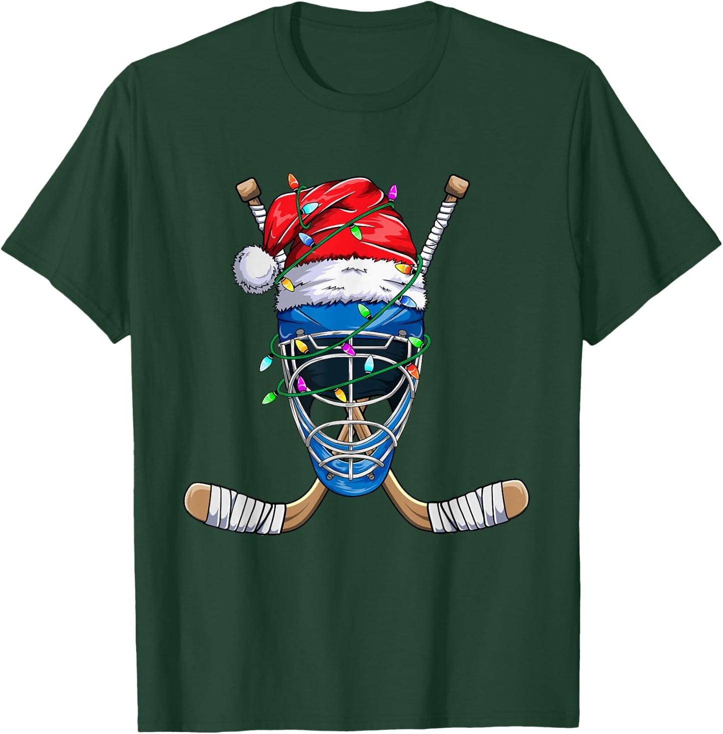 Santa Sports Design Boys Christmas Hockey Player T-Shirt - T-Shirt | Forest