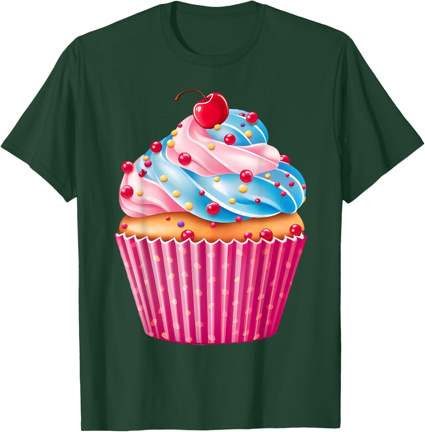 Sweets Pink Cupcake Lovers Sprinkles Pattern Dessert Food T-Shirt - T-Shirt | Forest