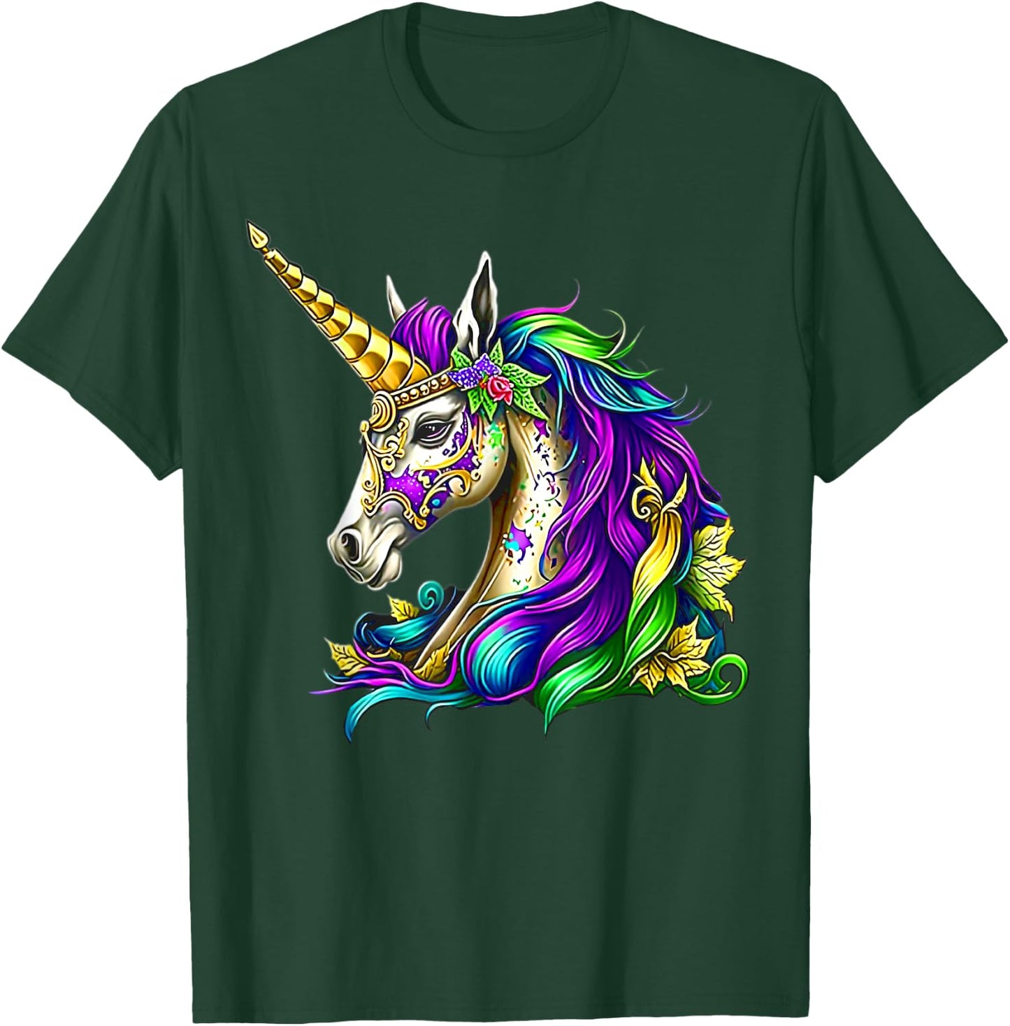Happy Mardi Gras Unicorn Girls T-Shirt - T-Shirt | Forest