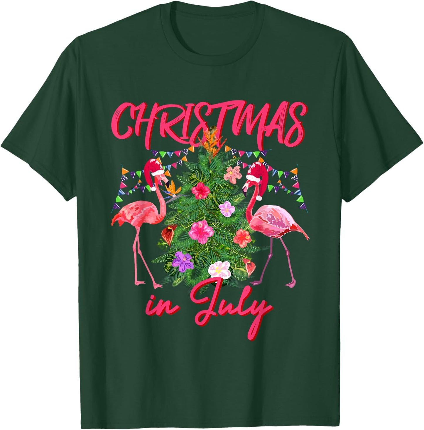 Funny Flamingo Tropical Christmas the Christmas in July T-Shirt - T-Shirt | Forest