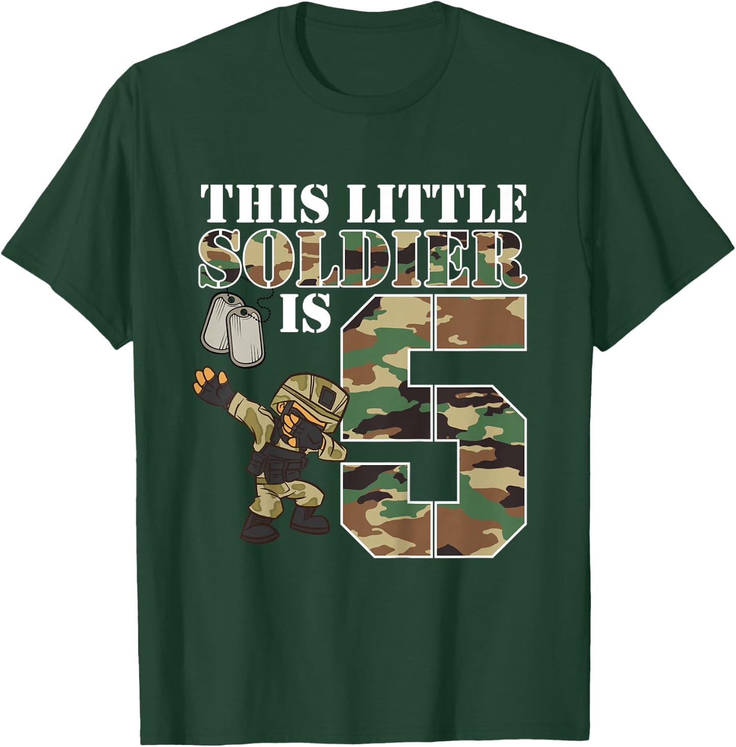 Kids 5 Year Old Boy Military Army 5th Birthday Boy T-Shirt - T-Shirt | Forest