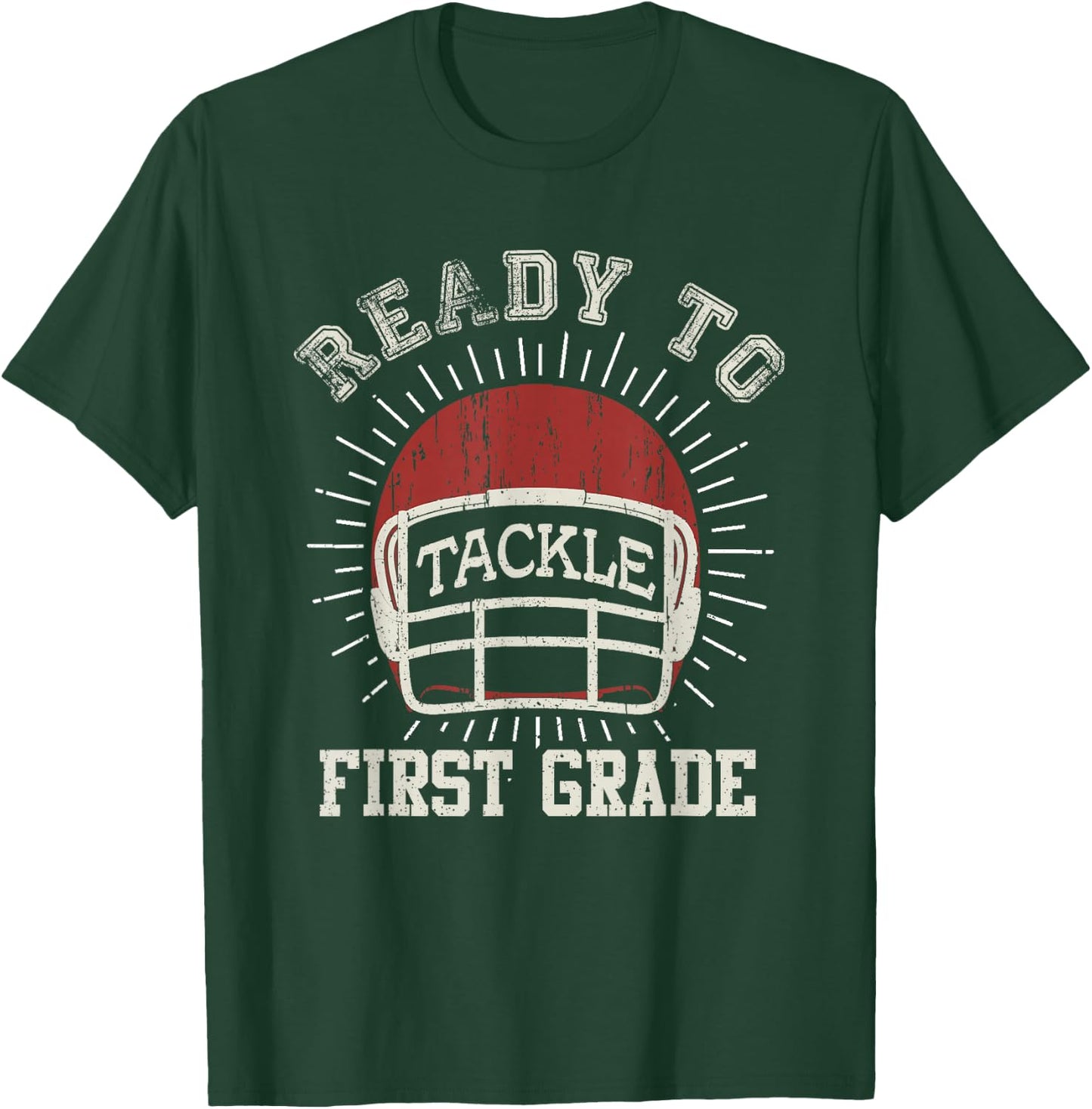 Ready To Tackle 1st Grade Back To School Football T-Shirt - T-Shirt | Forest