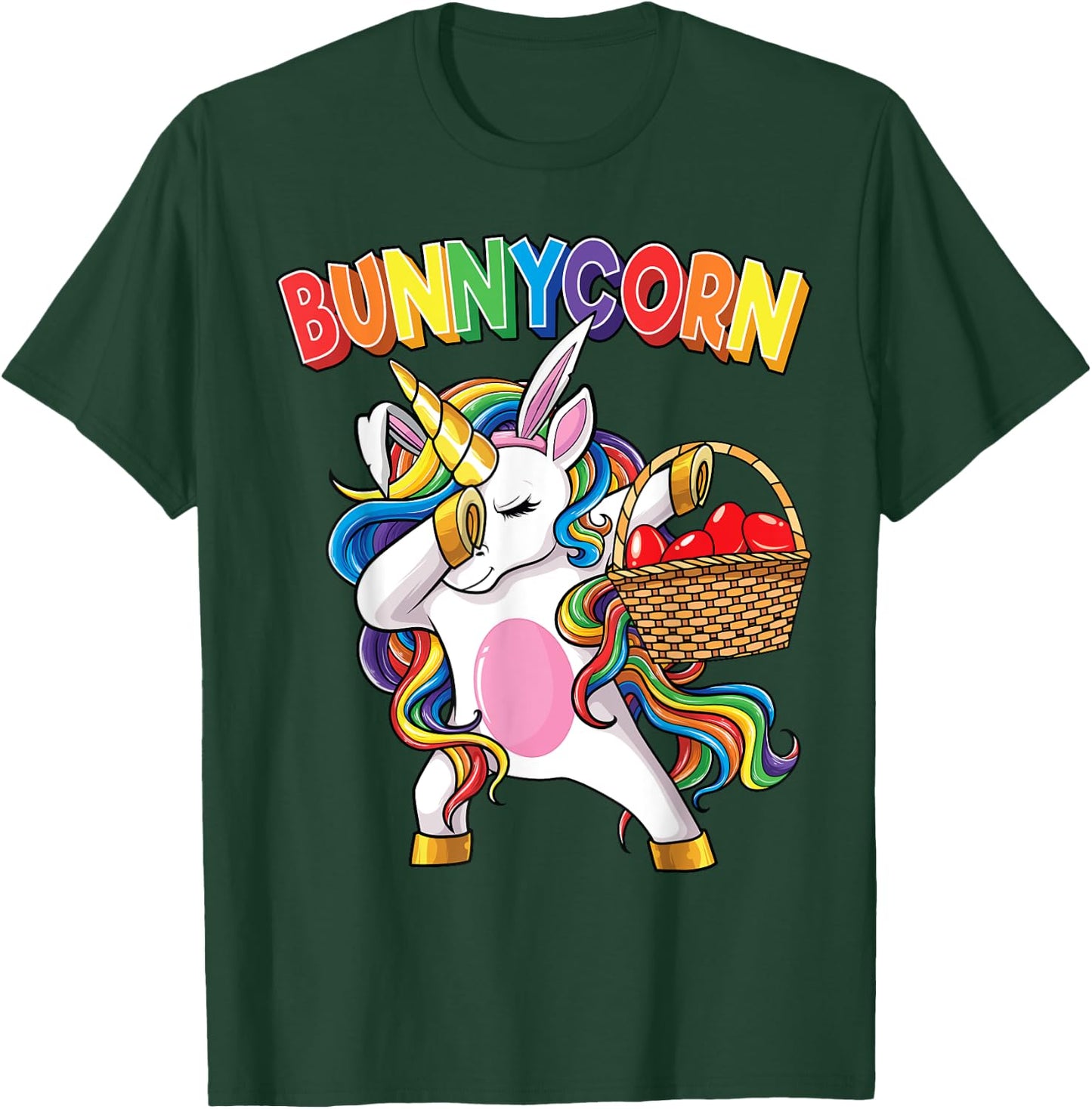 Dabbing Unicorn Shirt Bunnycorn Eggs Easter Girls Kids Dab T-Shirt - T-Shirt | Forest