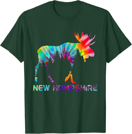 New Hampshire Vintage Tie Dye Souvenir Elk T-Shirt - T-Shirt | Forest
