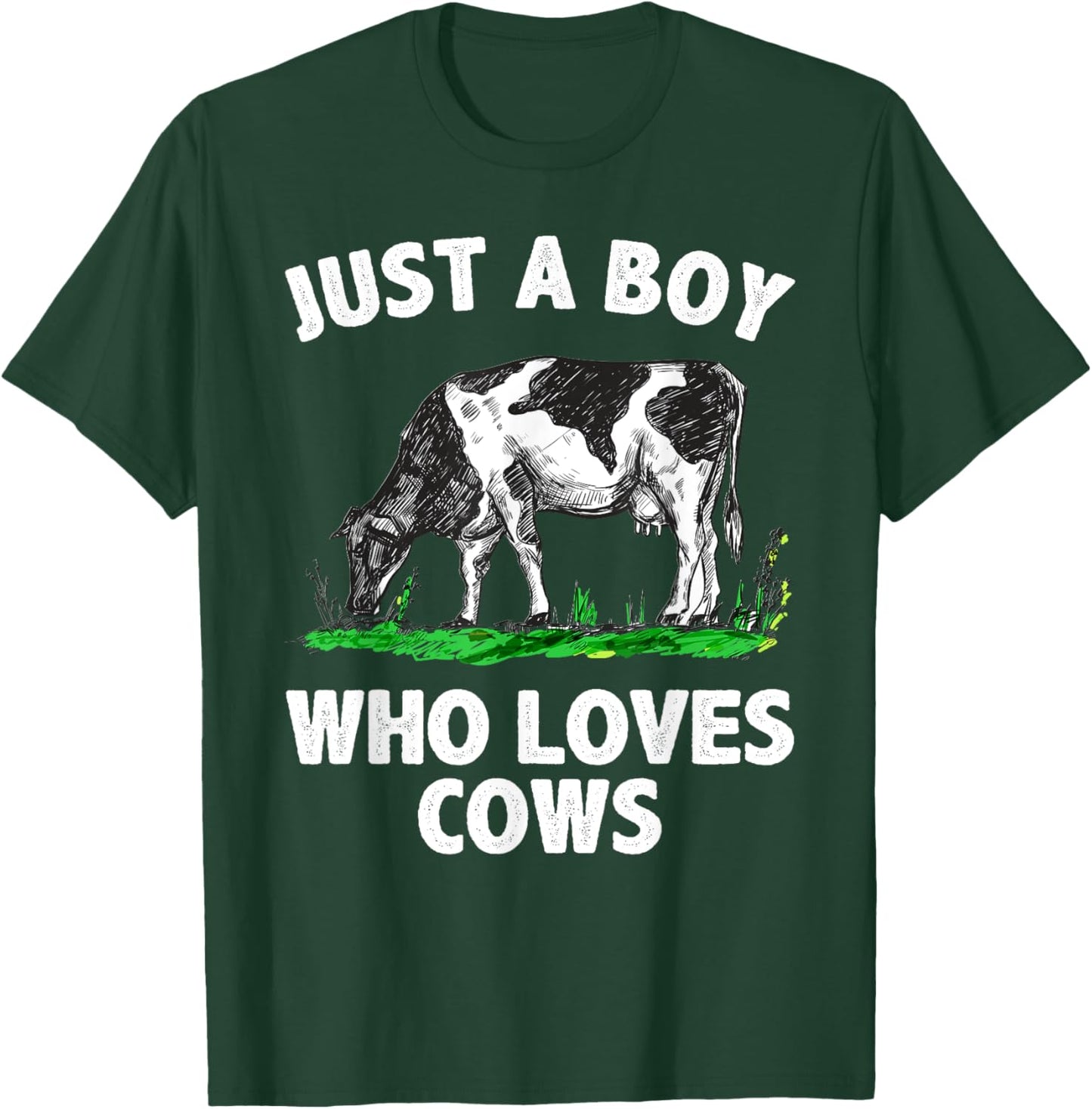 Funny Cow Design Boys Cow Farmer Livestock Animal T-Shirt - T-Shirt | Forest
