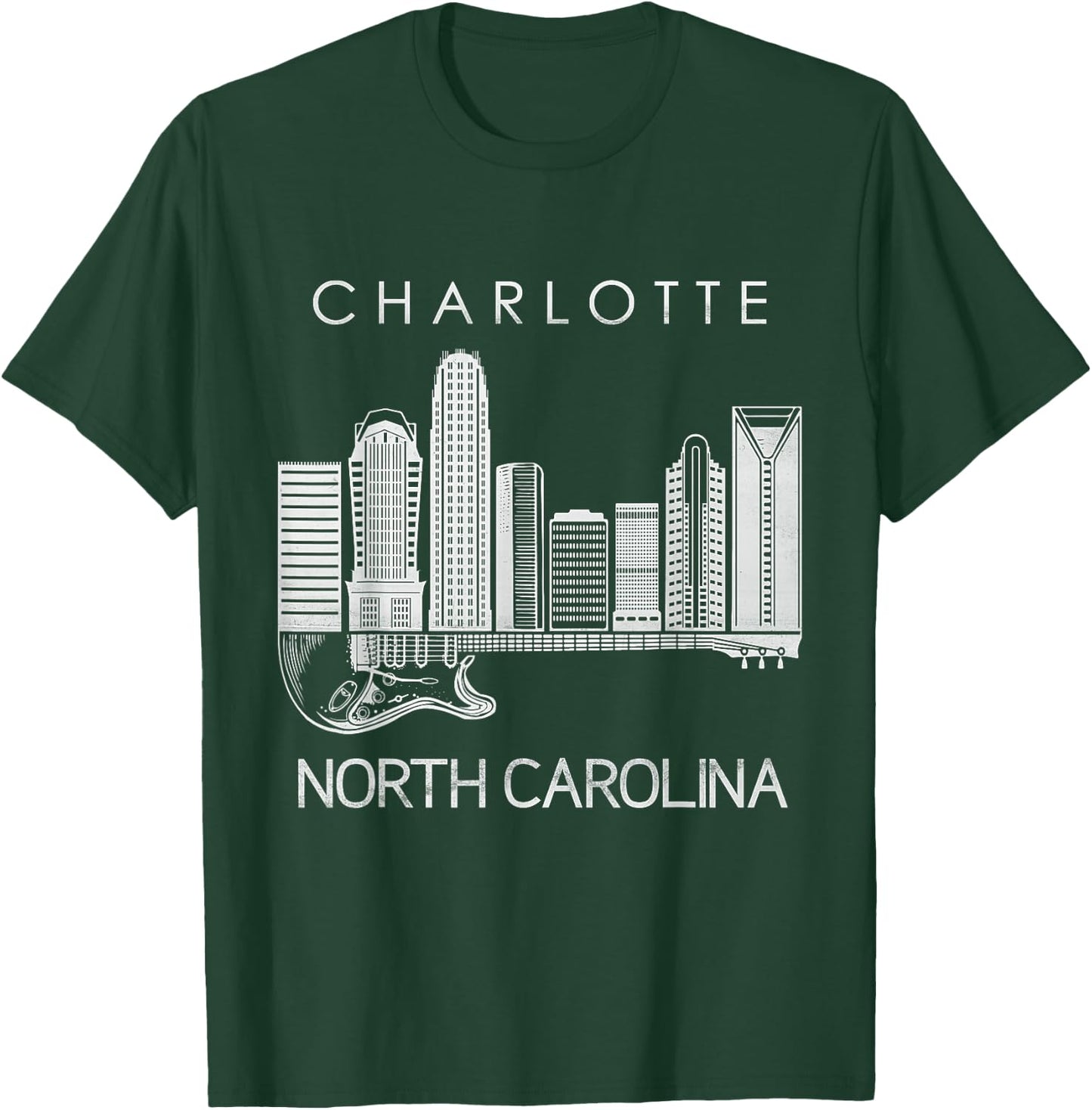 Charlotte Souvenir Men North Carolina Souvenir Music Guitar T-Shirt - T-Shirt | Forest