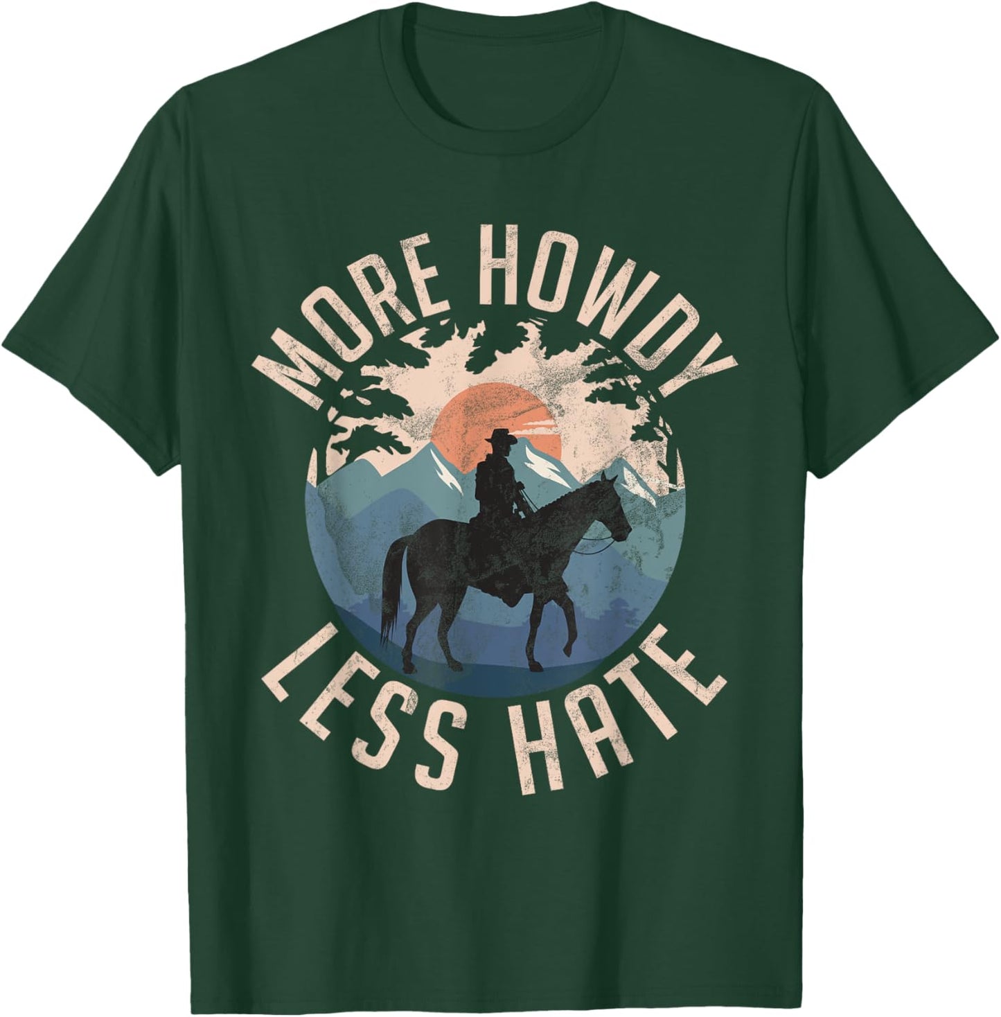 More Howdy Less Hate Country Horse Trail Riders Ranchers Boy T-Shirt - T-Shirt | Forest