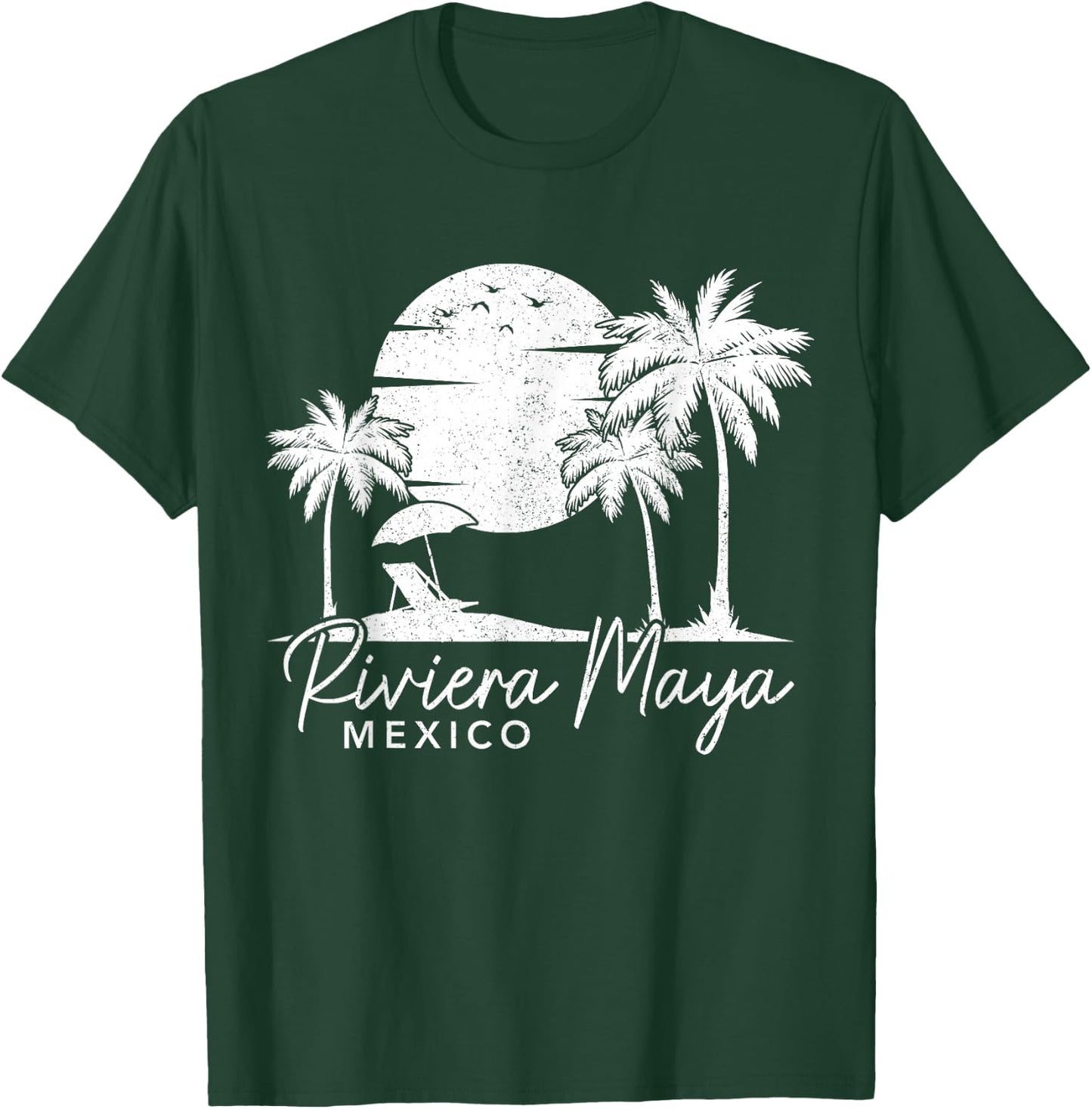 Riviera Maya Mexico Vintage Sunset Surfer Retro T-Shirt - T-Shirt | Forest