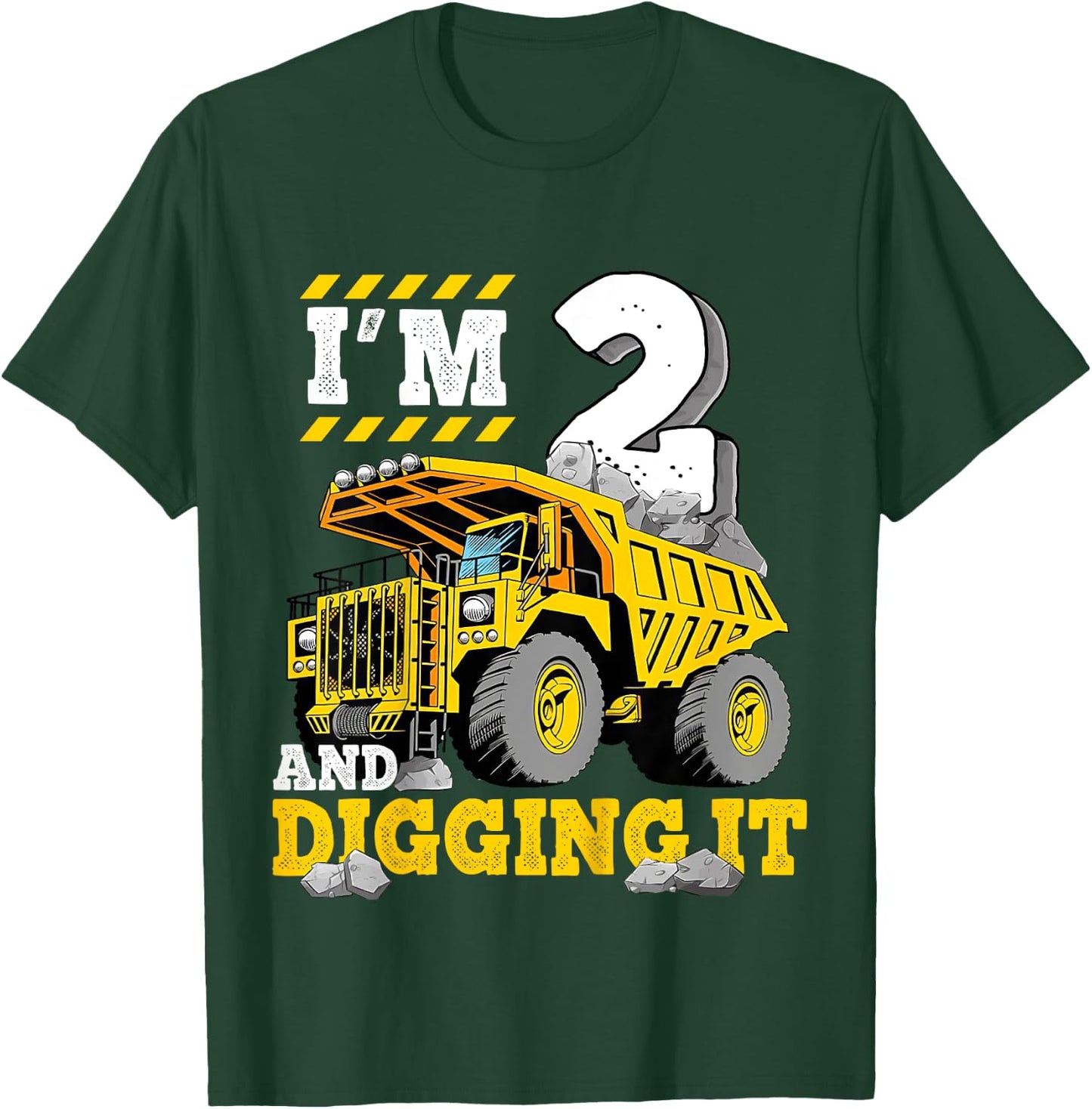 Two 2th Birthday Cool Construction Truck 2yr Boy 2 Years Old T-Shirt - T-Shirt | Forest
