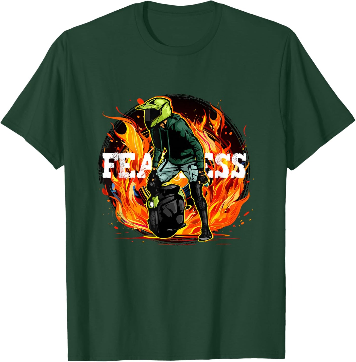 Fire and Flames electric Unicycle Stuntman T-Shirt - T-Shirt | Forest