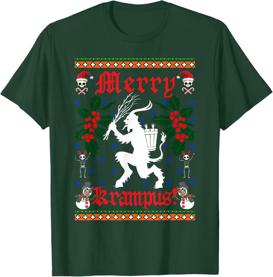 Funny Krampus Men Women Kids Merry Krampus Ugly Christmas T-Shirt - T-Shirt | Forest