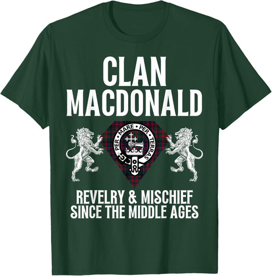 MacDonald Clan Scottish Name Coat Of Arms Tartan Family T-Shirt - T-Shirt | Forest