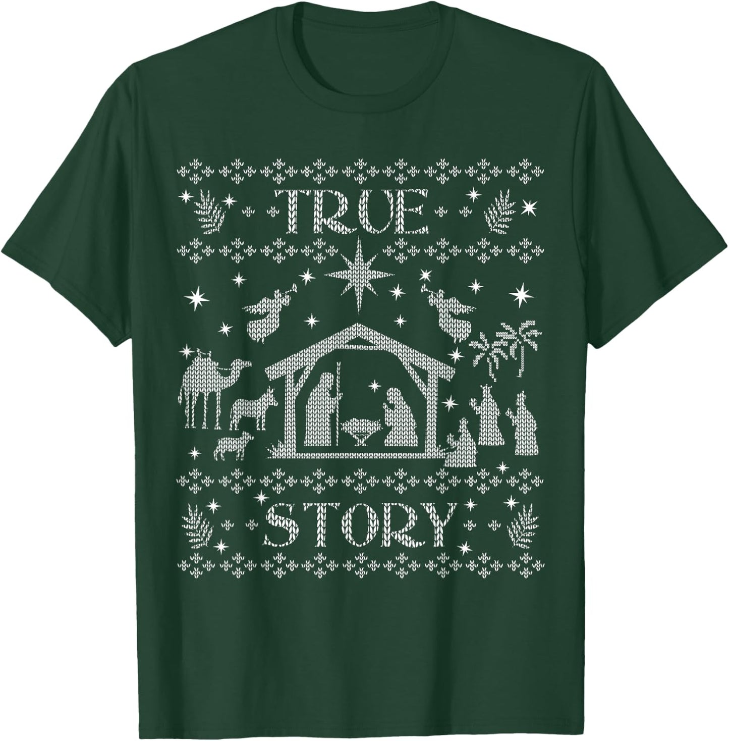 True Story Jesus Manger Christian Ugly Christmas Sweater T-Shirt - T-Shirt | Forest