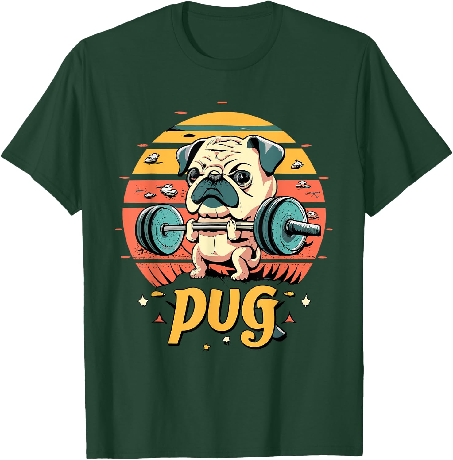 Pug Weightlifting Funny Deadlift Men Fitness Gym Workout T-Shirt - T-Shirt | Forest
