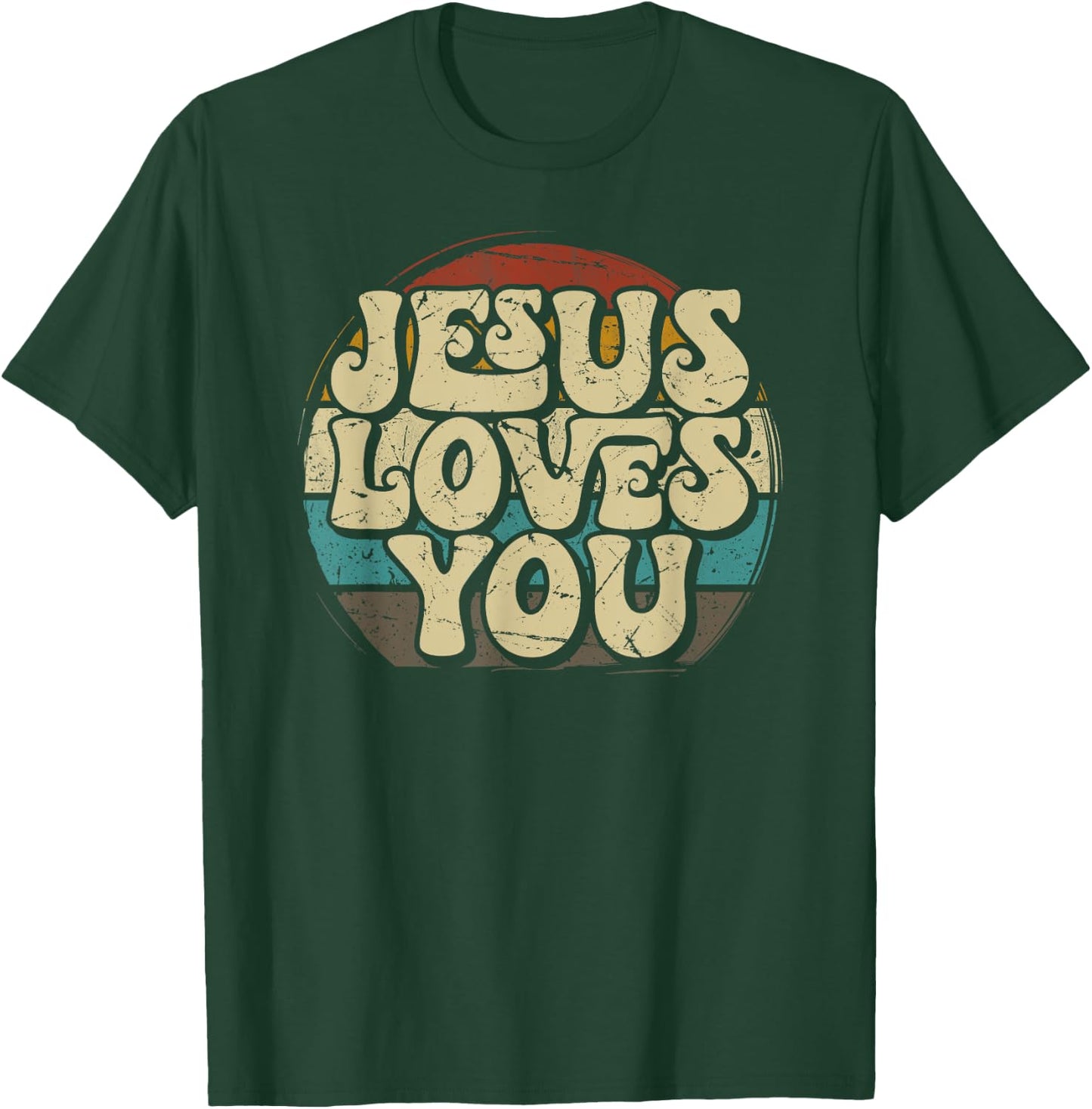 Jesus Loves You Retro Vintage Style Graphic Men T-Shirt - T-Shirt | Forest