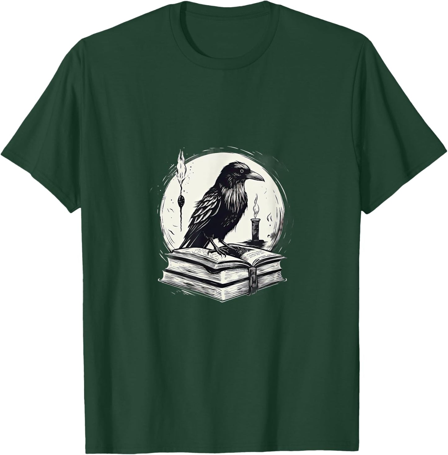 Raven Reading Book Occult Crow T-Shirt - T-Shirt | Forest