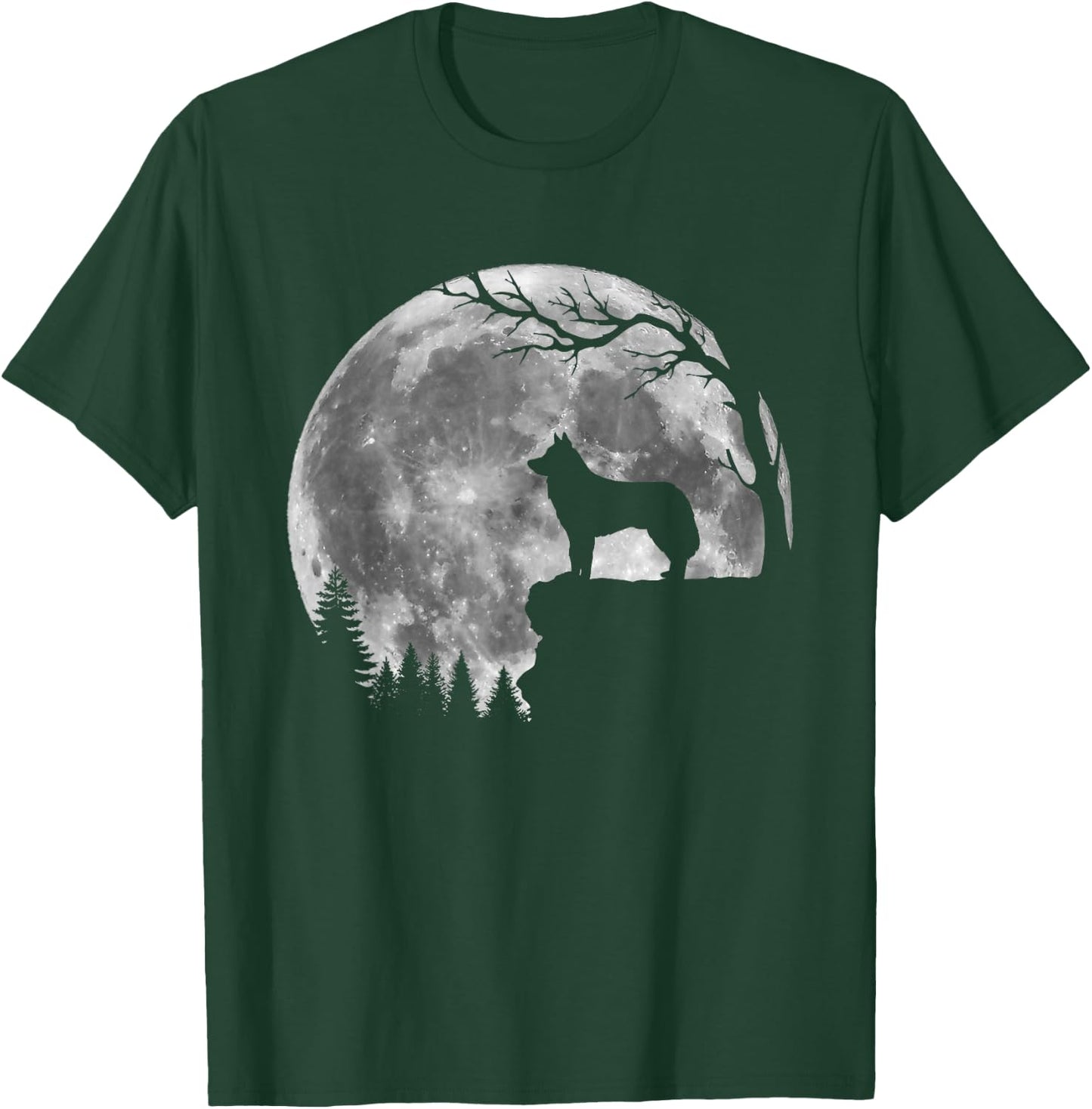 Siberian Husky Moon Silhouette Funny Lazy Halloween Costume T-Shirt - T-Shirt | Forest