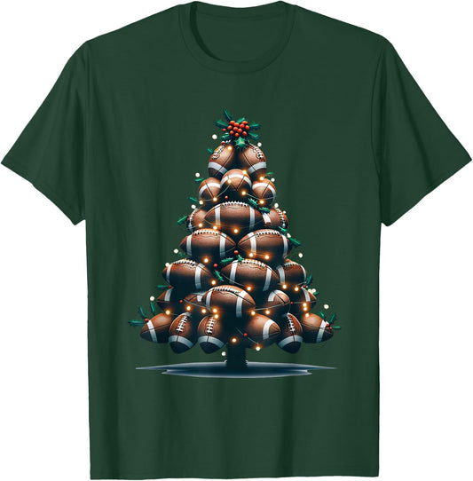 Football Christmas Tree For Sports Lovers Player T-Shirt - T-Shirt | Forest