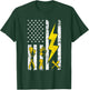 Tools - USA Flag Electrician Patriotic Lineman 4th July T-Shirt - T-Shirt | Forest
