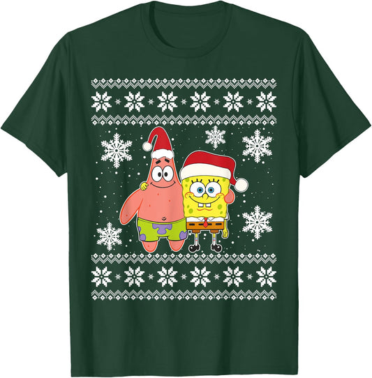Mademark x SpongeBob SquarePants - Spongebob And Patrick Best Friends Holiday Christmas Graphic T-Shirt - T-Shirt | Forest
