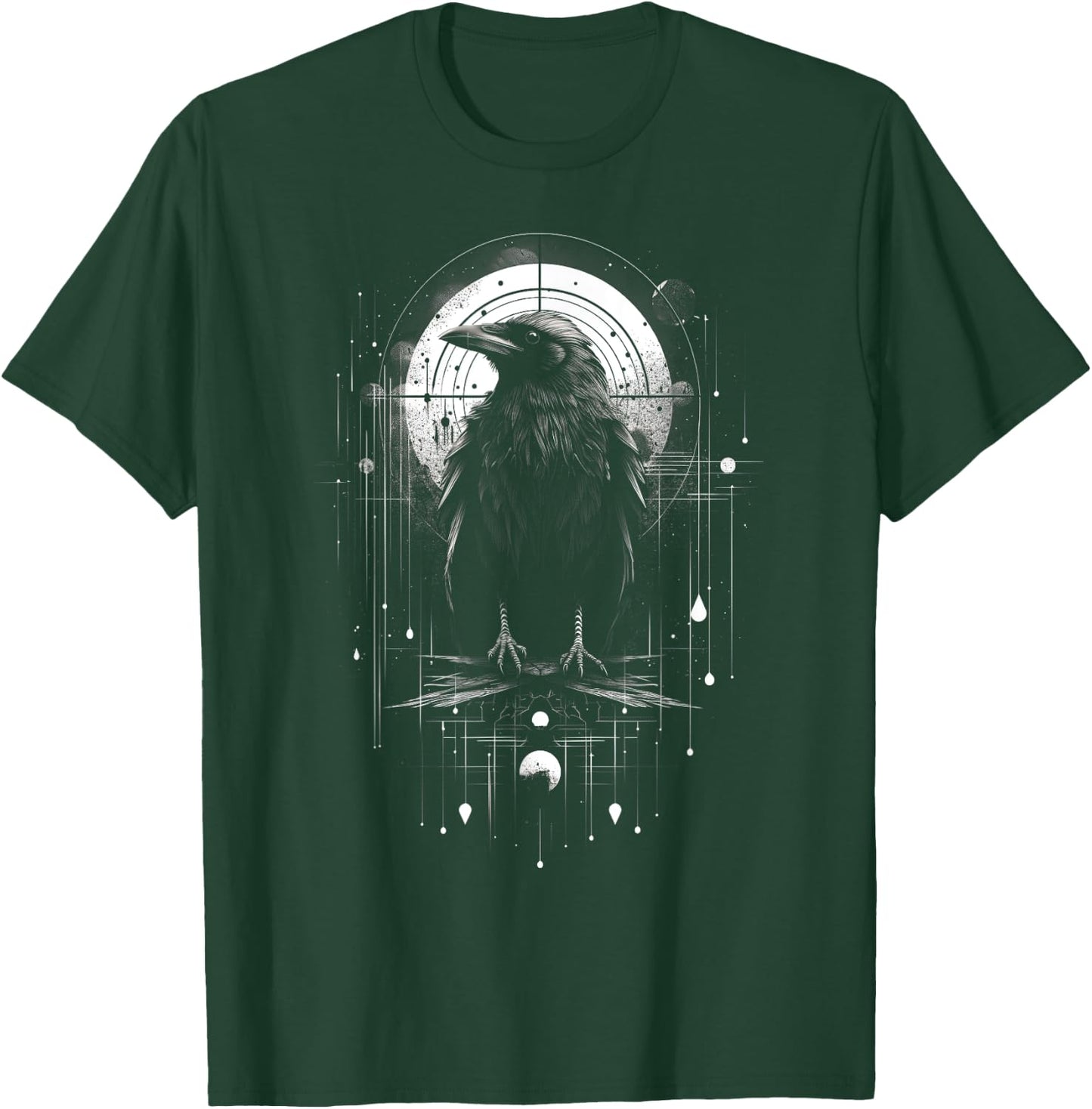Raven Crow Dark Bird Witchcraft Omens Midnight T-Shirt - T-Shirt | Forest