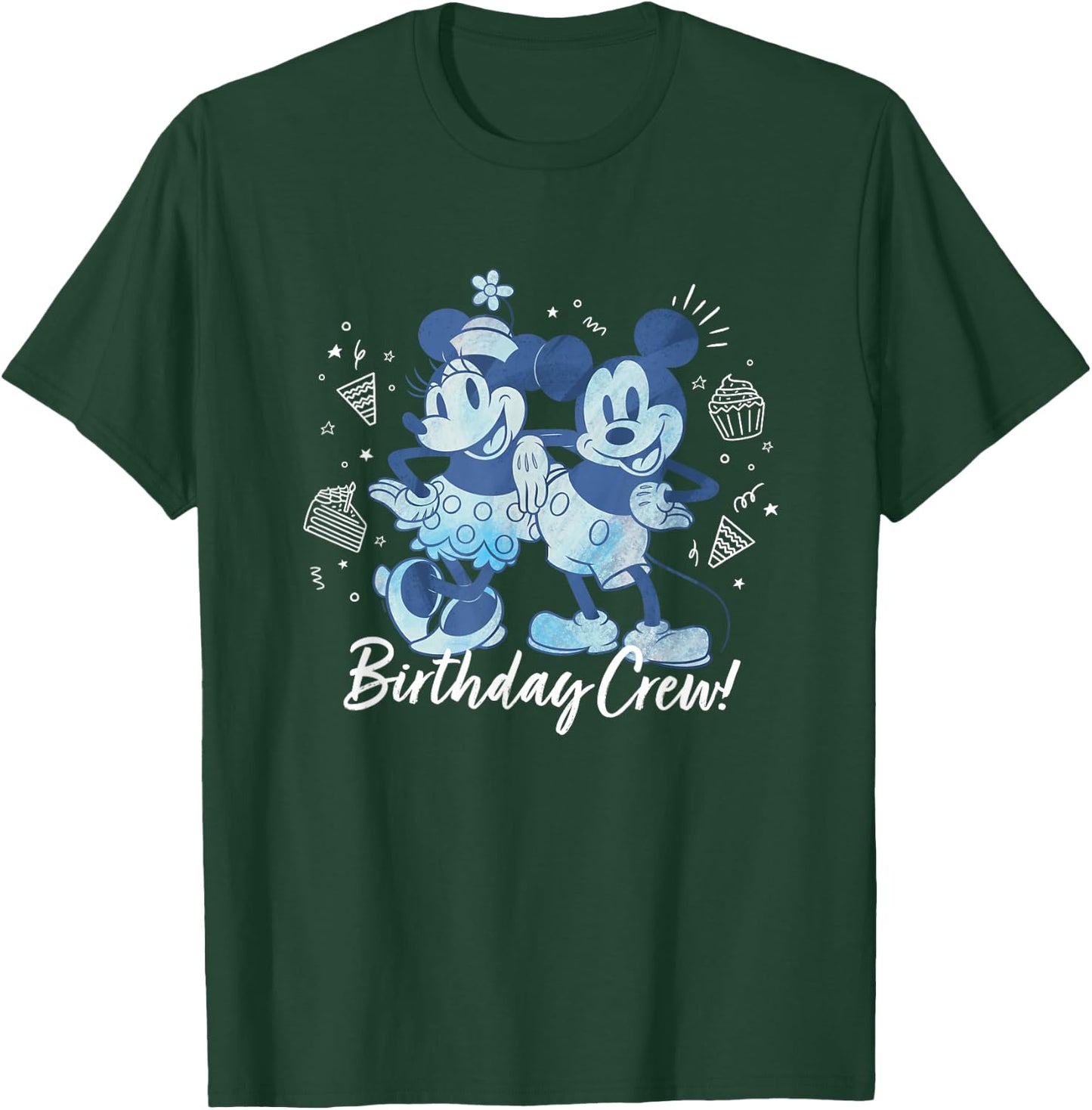 Disney Mickey Mouse and Minnie Mouse Birthday Crew Retro T-Shirt - T-Shirt | Forest