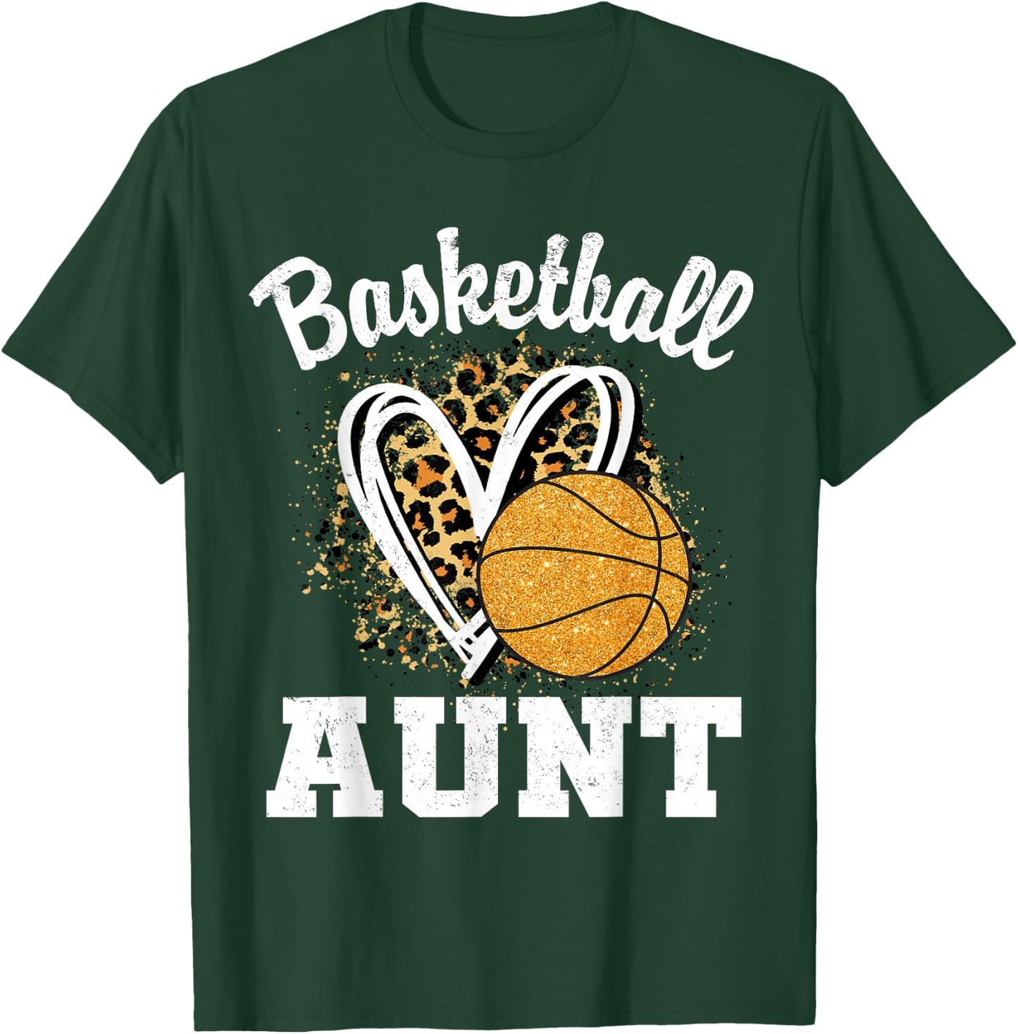 Basketball Aunt Leopard Heart T-Shirt - T-Shirt | Forest