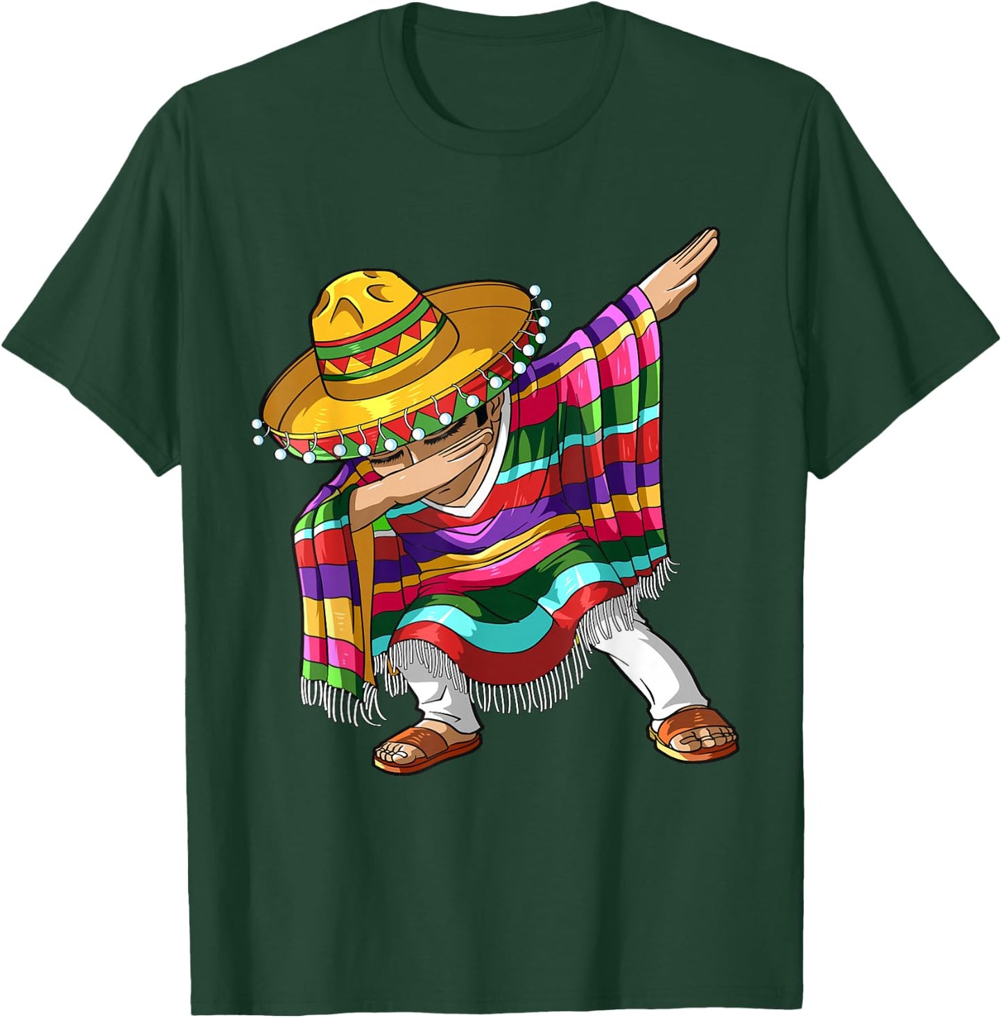 Dabbing Mexican Poncho Cinco de Mayo Boys Men Sombrero Dab T-Shirt - T-Shirt | Forest