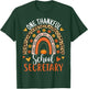 One Thankful School Secretary Thanksgiving Rainbow Leopard T-Shirt - T-Shirt | Forest