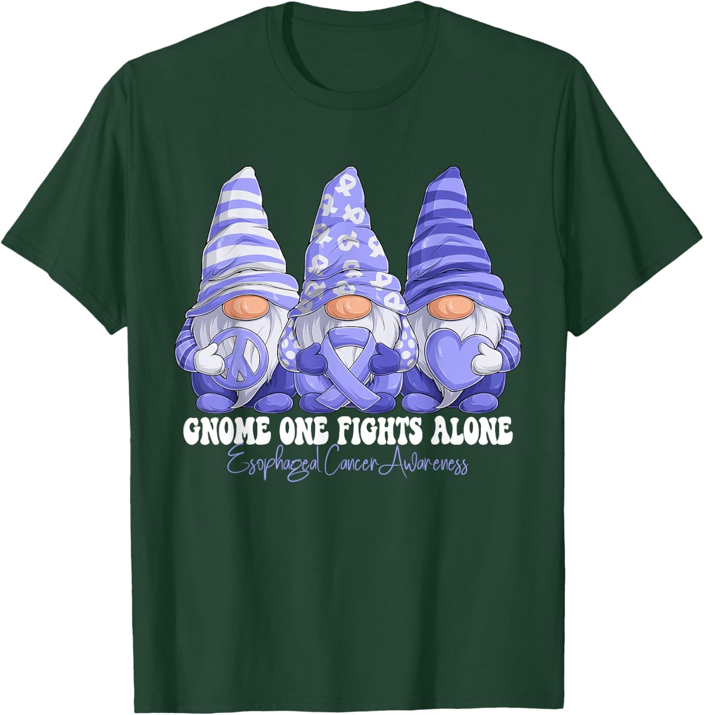 Esophageal Cancer Awareness Month Periwinkle Ribbon Gnomies T-Shirt - T-Shirt | Forest