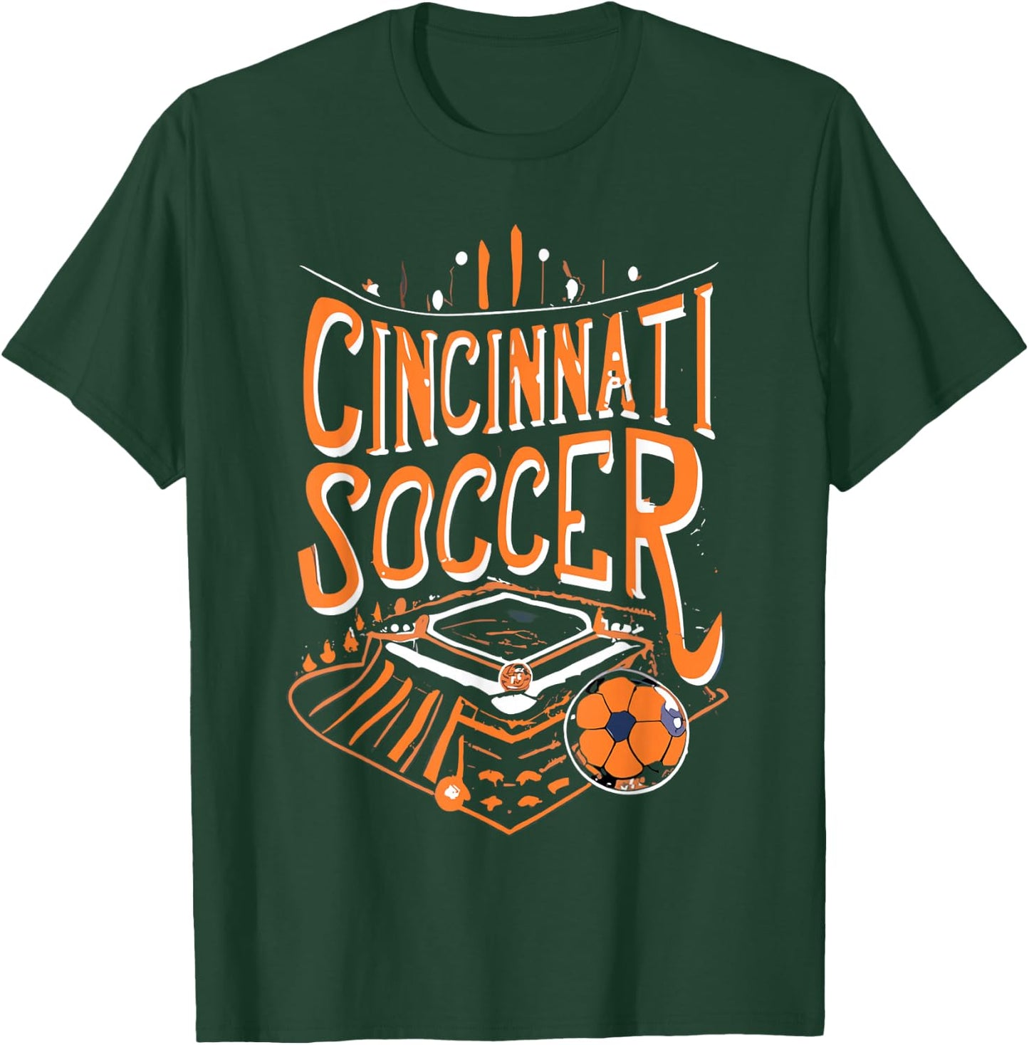 Cincinnati Soccer Cincy Futbol Cool 'NATI Skyline T-Shirt - T-Shirt | Forest