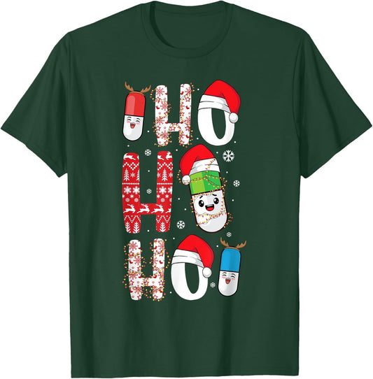 Holiday Pills Christmas Funny Pharmacy Technician Pharmacist T-Shirt - T-Shirt | Forest