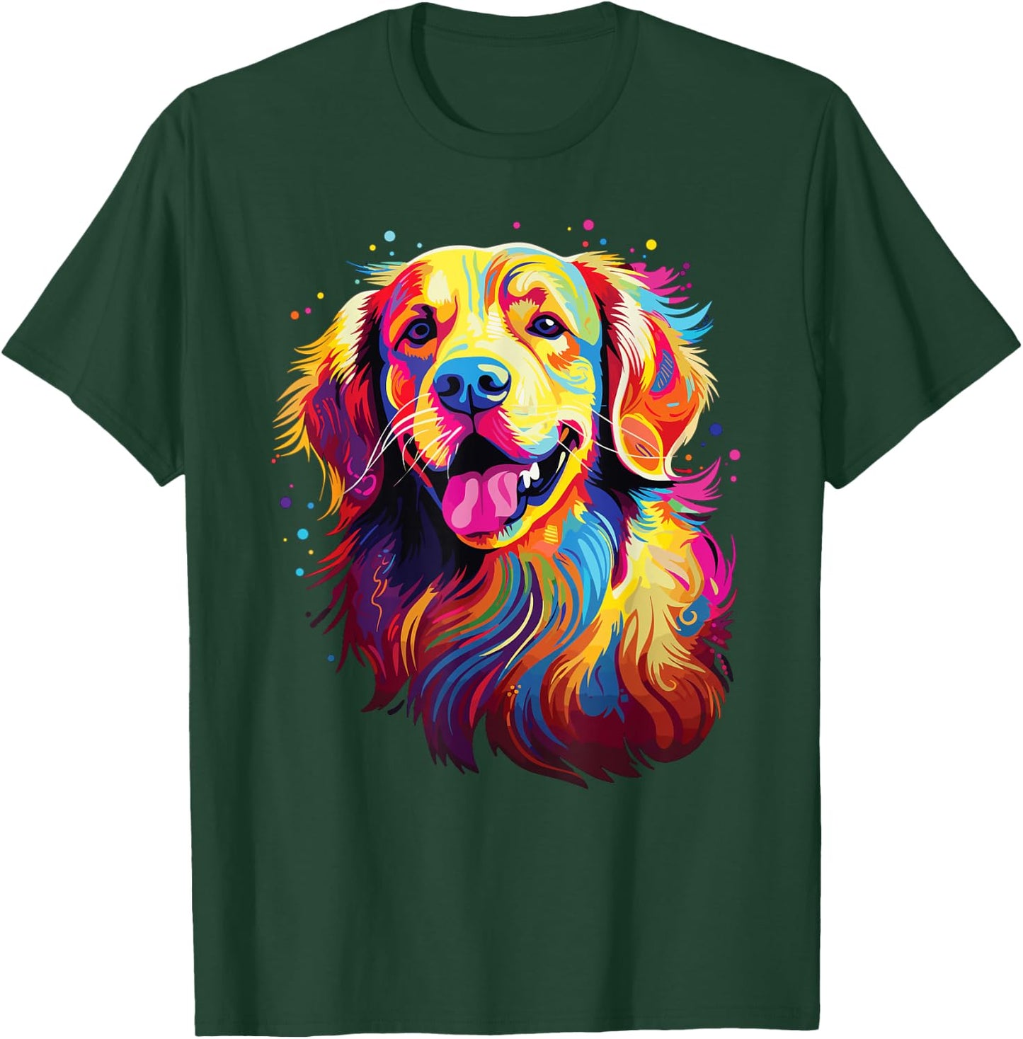 Watercolor Colorful Golden Retriever Dog T-Shirt - T-Shirt | Forest