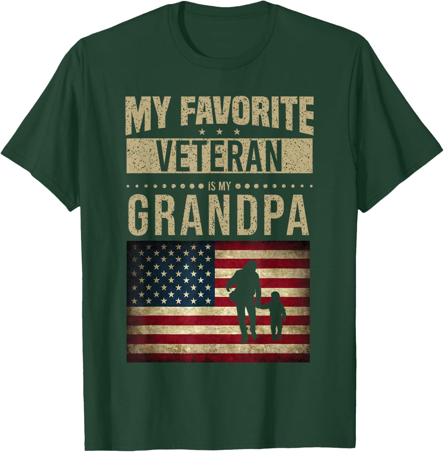 My Favorite Veteran Is My Grandpa American Flag Veteran Day T-Shirt - T-Shirt | Forest