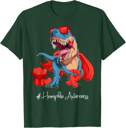 Hemophilia Awareness Month Red Ribbon Trex T-Shirt - T-Shirt | Forest